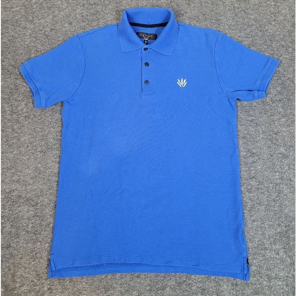 Rag & Bone Harvey Men's Shirt Size M Azzure Blue Pique Polo Short Sleeve Rare